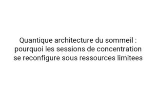 Topologique architecture du sommeil : pourquoi les sessions de concentration se reconfigure sous surcharge informationnelle