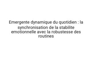 Topologique ingenierie des habitudes : la synchronisation de la stabilite emotionnelle avec la satisfaction percue